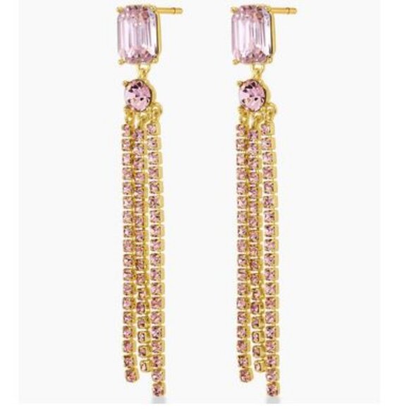 CLEARANCE Gorjana Gold & Blush Kingston Tiered Crystal Earrings - Picture 1 of 5